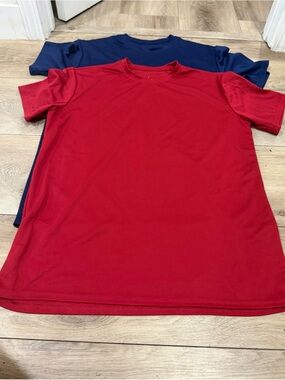 Men Crewneck Short Sleeve T-Shirt - Red and Navy